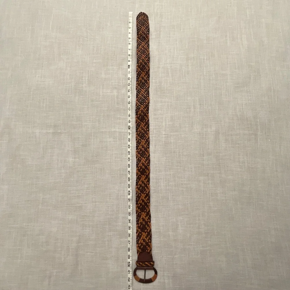 Lucky Brand Brown Tan Braided Woven Leather Boho Belt Size S/M NWOT